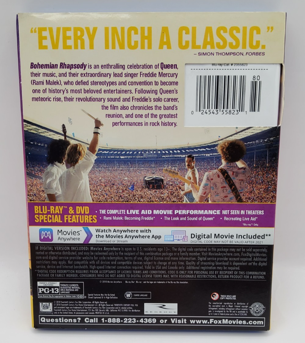 Bohemian Rhapsody Blu-ray DVD Digital Combo Pack Queen Movie Live Aid Bonus Item image 5