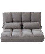 Dark Grey Polyester Suede Fabric Floor Sofa Bed Recliner with Adjustable... - $440.45 CAD