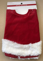 NEW MINI 18” CHRISTMAS TREE SKIRT Plush Red with White Faux Fur Trim Sat... - $13.99