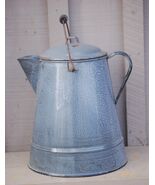 Enamelware Cowboy Coffee Pot Camp Fire Chuck Wagon Gray Speckled - $123.74