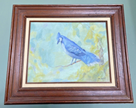 Original Art Painting Bird Blue Jay Bluejay Signed M.A. Walter Cottage 21&quot;x25&quot; - £220.28 GBP