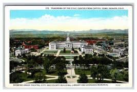 Civic Center From Capitol Dome Denver Colorado CO UNP WB Postcard S9 - £2.29 GBP