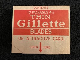 Vintage Gillette Thin Razor Blades Full Store Display - 10 Packs - $41.90