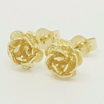 14K Gelbgold Versilbert Rose Blume Ohrstecker Damen/Mädchen Muttertag - £25.22 GBP