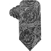 Geoffrey Beene Black Gray White Color Paisley Polyester Silk Blend Tie - £15.97 GBP