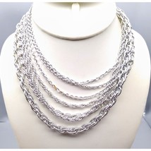 Vintage Multi Strand Eloxal Necklace, Messy Mix of Chain Links and Sizes, Lightw - £19.90 GBP