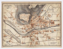 1913 ORIGINAL ANTIQUE CITY MAP OF BURGOS / CASTILE / SPAIN - $21.44