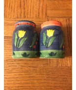 Antique Tulip Ceramic Salt And Pepper Shakers-RARE VINTAGE-SHIPS N 24 HOURS - $942.54 MXN