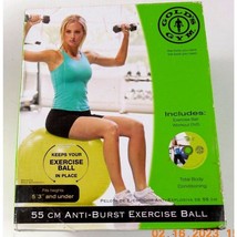 Golds Gym Body Ball 55 CM Yellow Anti Burst With Pump No DVD 5ft 3 And Under - £11.21 GBP
