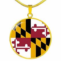Express Your Love Gifts Maryland State Flag Necklace Engraved 18k Gold Circle Pe - £54.23 GBP