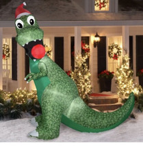 Holiday Time Inflatable T Rex with Christmas Ornament and Santa Hat 8.5 Ft Tall - £74.72 GBP