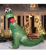 Holiday Time Inflatable T Rex with Christmas Ornament and Santa Hat 8.5 ... - £74.69 GBP