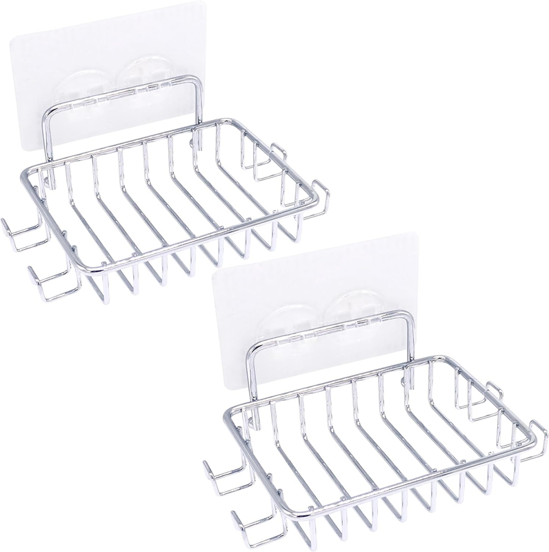 Soap Dish Holder for Shower with 4 Hooks, 2 Pack Stainless Steel Soap Dish for B Item image 10