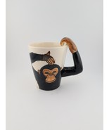 Monkey Mug Made In Thailand Arm Handle Chimpanzee Novelty Cup Brown White - $250.34 MXN