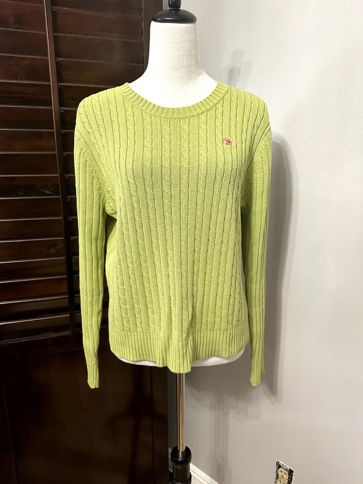 Primary image for Duck Head Womens Pullover Sweater Green Long Sleeve Jewel Neck Cable Knit M