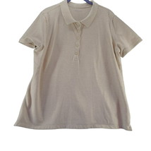 Laura Scott Womens Polo Beige Size XL Cotton Blend Short Sleeve Pullover Stretch - £8.79 GBP