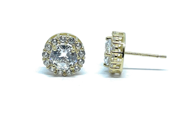 ADIRFINE 14K Solid Gold Round Cubic Zirconia Halo Stud Earrings - £71.98 GBP+