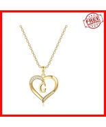 Elegant 14K Gold Plated Heart Initial Necklace with Adjustable Length fo... - $678.97 MXN