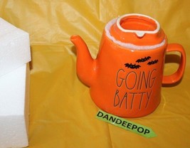 Rae Dunn Going Batty Orange Halloween Theme Teapot Tea Beverage Server - £54.50 GBP