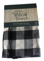 Willow Branch Country Buffalo Plaid Check Valance Black Gray Poly Linen - £17.92 GBP