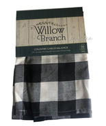 Willow Branch Country Buffalo Plaid Check Valance Black Gray Poly Linen - £17.63 GBP