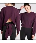 Athleta Yoga Tie Back Sweatshirt Medium Tencel Cotton Modal Stretch Purple Soft - $14.48
