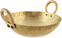 Brass Kadhai Traditional Indian Cooking Pot High-Quality Brass Kitchen Cookware - £58.72 GBP