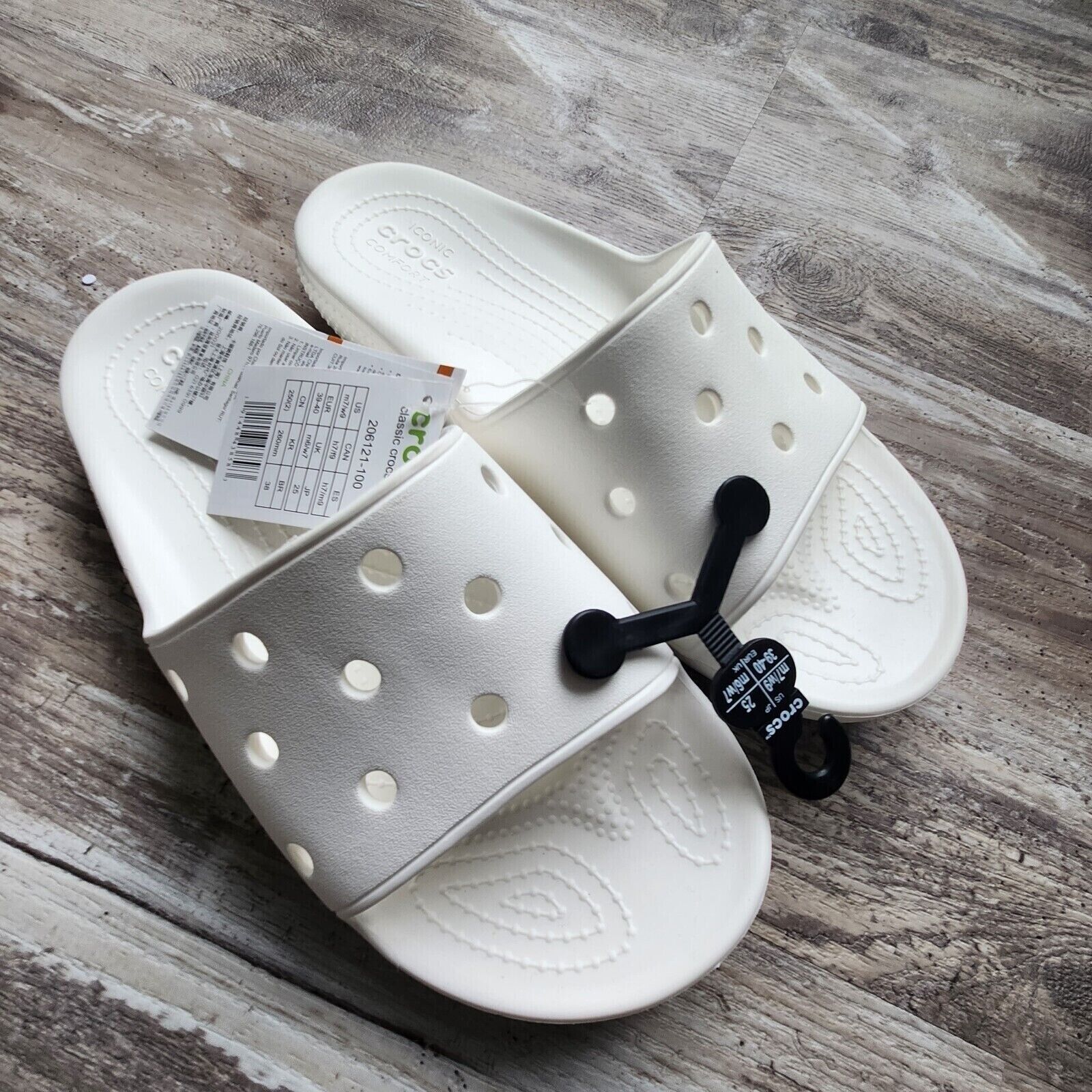 Primary image for Crocs Unisex Classic Slide Sandals Light White Gym Beach Pool Men 7 / Women 9