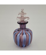 Italian Assisi Blown Art Glass Amethyst Purple &amp; Blue Striped Perfume Bo... - £54.50 GBP