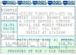 Vintage Third World Dennis Brown Ticket Stub April 12 1985 Detroit Michigan - $24.74
