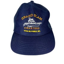 Vtg Grand Slam Charters Wisconsin Hat Cap Adjustable Navy Blue Mesh P - £7.17 GBP