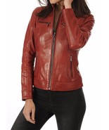 Women Leather Jacket Slim fit Biker Motorcycle Genuine Lambskin Jacket W... - $161.21 CAD