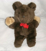 10&quot; Vintage Eden Brown Tan Teddy Bear Red Bow Stuffed Animal Plush Toy Antique - £22.31 GBP