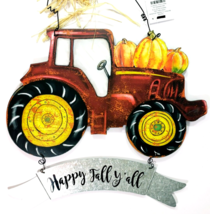 Hobby Lobby Happy Fall Y'all Trackter With Pumpkins Sign 15.5" x 16.5" - $16.82