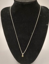 Vintage Silver Toned Chain Necklace with Rhinestone Pendant - £11.00 GBP