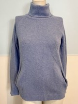 Max Studio Light Blue Cashmere Long Sleeve Turtleneck Pull Over Sweater ... - $23.74