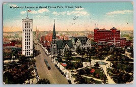 Postcard MI Michigan Detroit Woodward Ave Grand Circus Park Early 1900s - £4.59 GBP