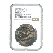 1949 China S$1 Dólar Sinkiang L&amp;M-842 Base Punta 1 Por NGC Como XF DETAL... - $28,549.55 MXN