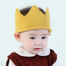 Woolen Yarn Baby Boys Girls Crown Knit Headband Hat hair accessories beanie pink - £7.83 GBP+