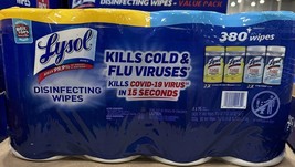 Lysol Disinfecting Wipes 4x95ct - 2X Lemon &amp;Lime, 2X Crisp linen, 380 To... - $28.04