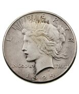 1924-S $1 Silver Peace Dollar in AU Condition, Mostly White, Some Light ... - $3,467.93 MXN