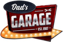 Dad&#39;s Garage Established 1987 Metal Sign - £35.14 GBP