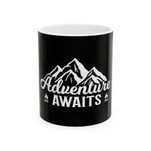 Adventure Awaits 11oz Ceramic Mug: Personalized Coffee Cup for Camp Lovers - £12.15 GBP