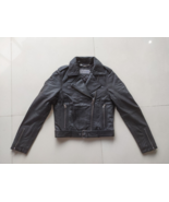 CALVIN KLEIN Women Leather Biker Jacket $450 WORLDWIDE SHIPPING FAT 0736 - $5,579.74 MXN
