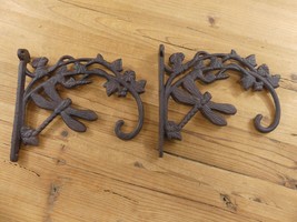 2 Dragonfly Plant Hook Hangers Cast Iron Antique Style Rustic Farmhouse ... - $28.99