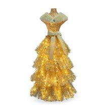 4Ft Pre-Lit LED Gold Dress Form Artificial Christmas Tree with Clear Lights - £119.61 GBP
