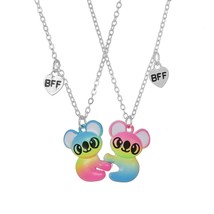 Qpeach 2Pack Heart Cat Pendant Best Friend Girl BFF Necklace of 2 for Kids Child - £12.62 GBP