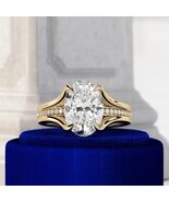 3 Ct Oval F /VS1 Lab Grown Diamond Split Shank Unique Illusion Engagemen... - $60,342.96 MXN