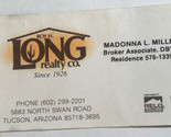 Vintage Roy Long Realty Company Business Card Ephemera Tucson Arizona BC10 - £3.08 GBP
