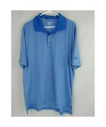 Adidas Climalite Stretch Men&#39;s Blue Striped Shirt Size Large - $10.89